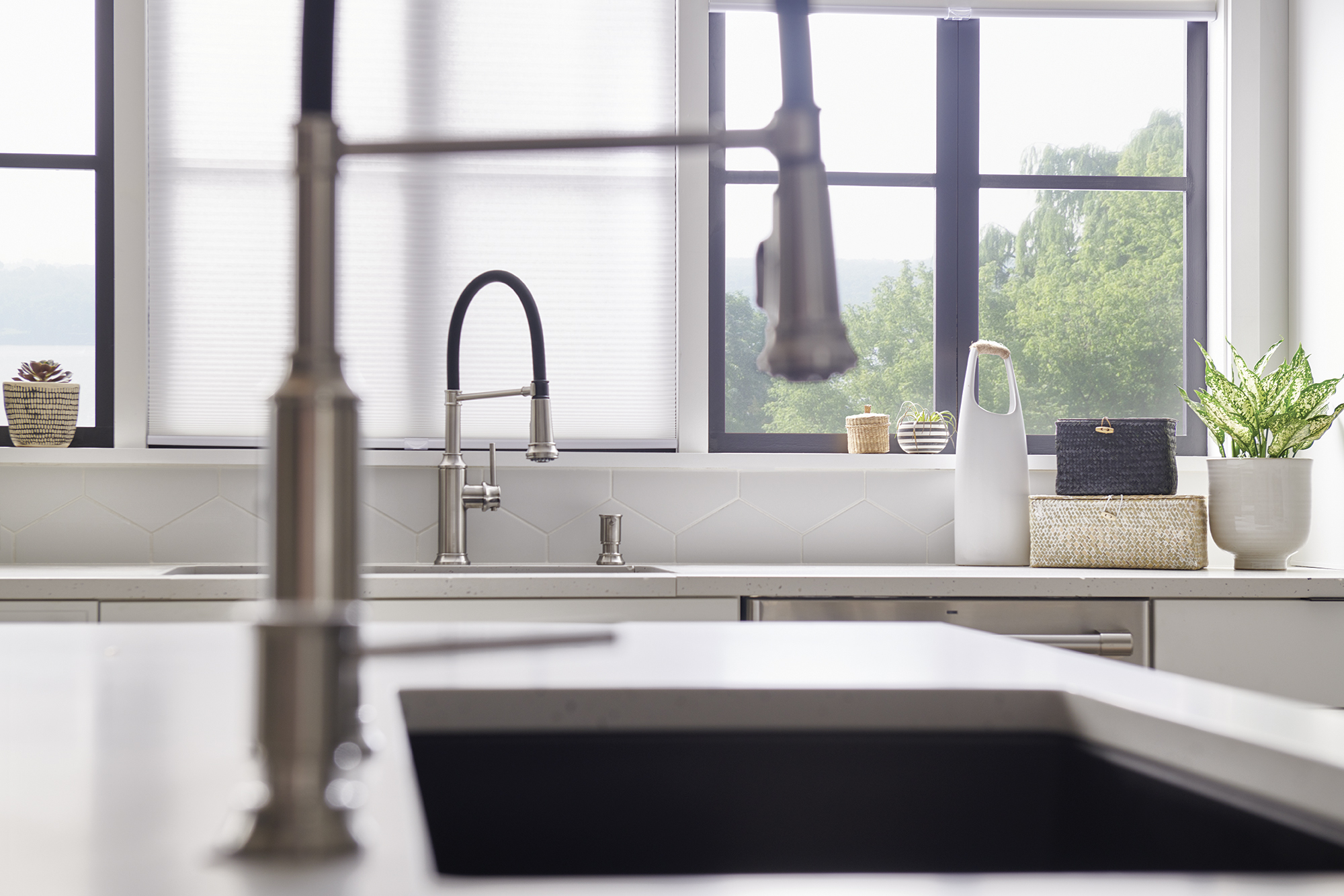 Metal & dark finishes combined with contemporary silhouettes bring an exciting contrast to the room