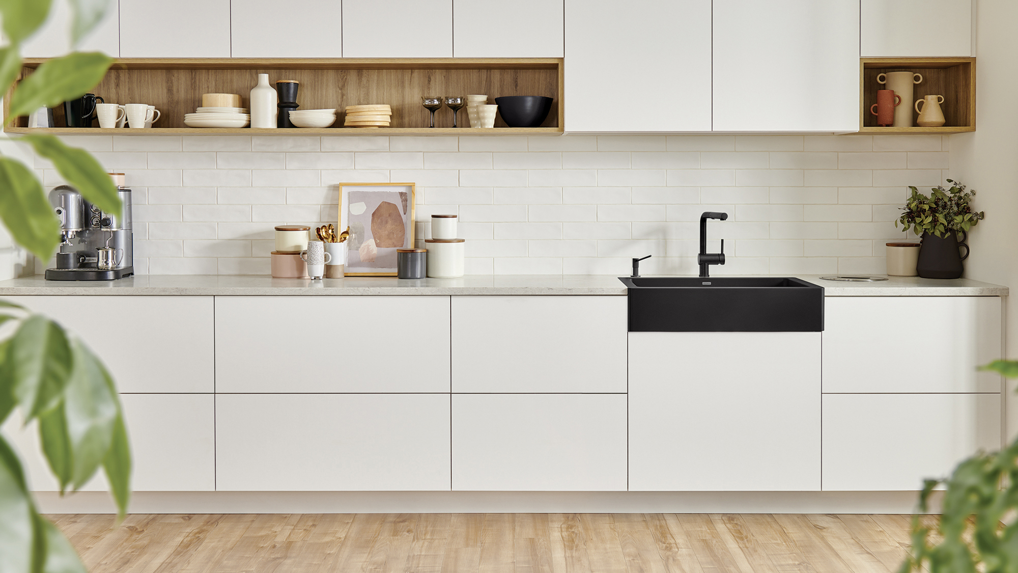 Flat-panel cabinets are a common feature of Scandinavian kitchen design