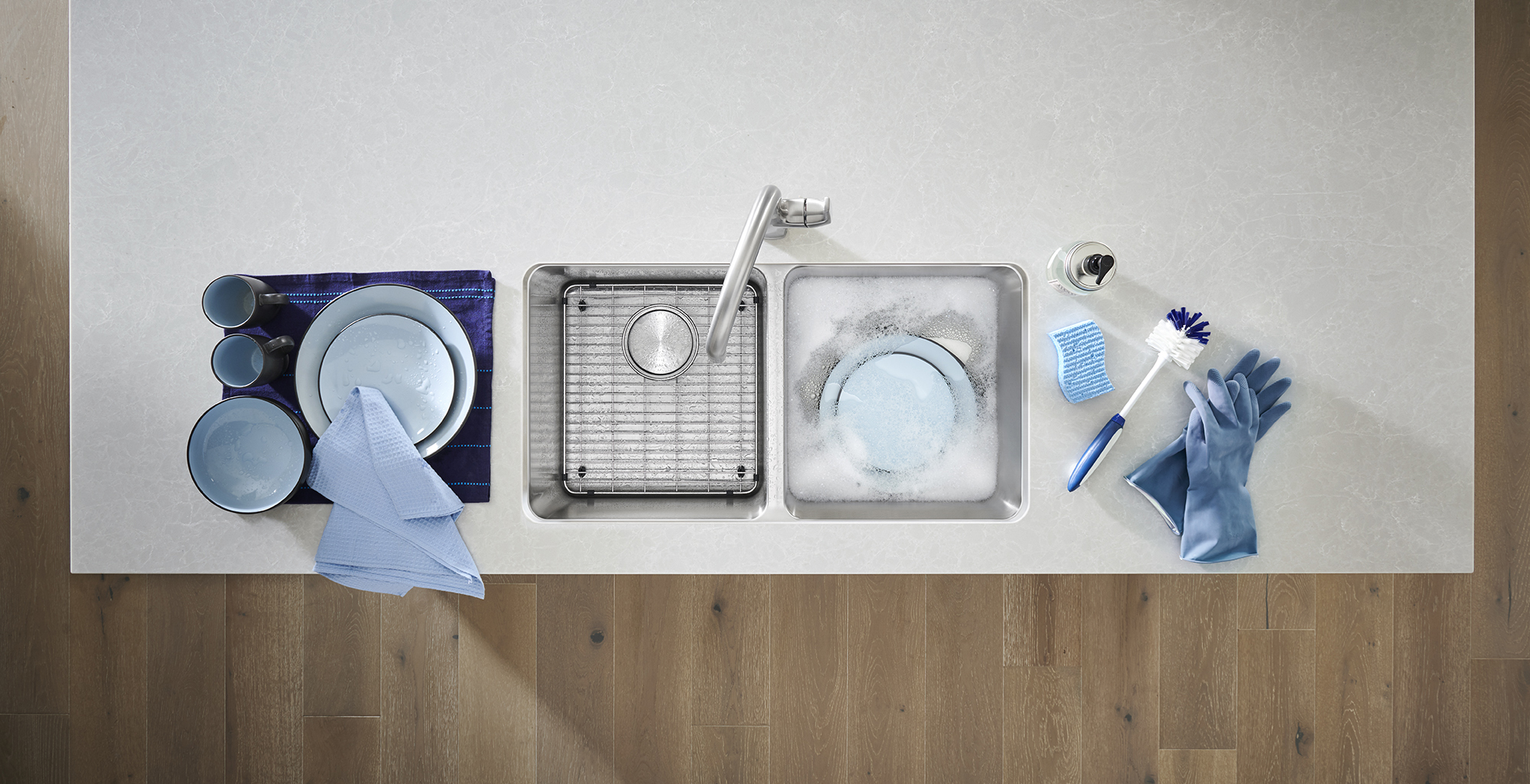 BLANCO stainless steel has a non-porous surface which prevents dirt, bacteria from accumulating