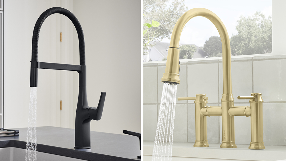 matte-black_satin-gold-kitchen-faucet by BLANCO