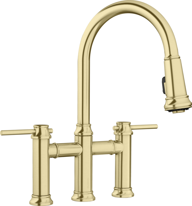 EMPRESSA BRIDGE kitchen faucet in Satin Gold