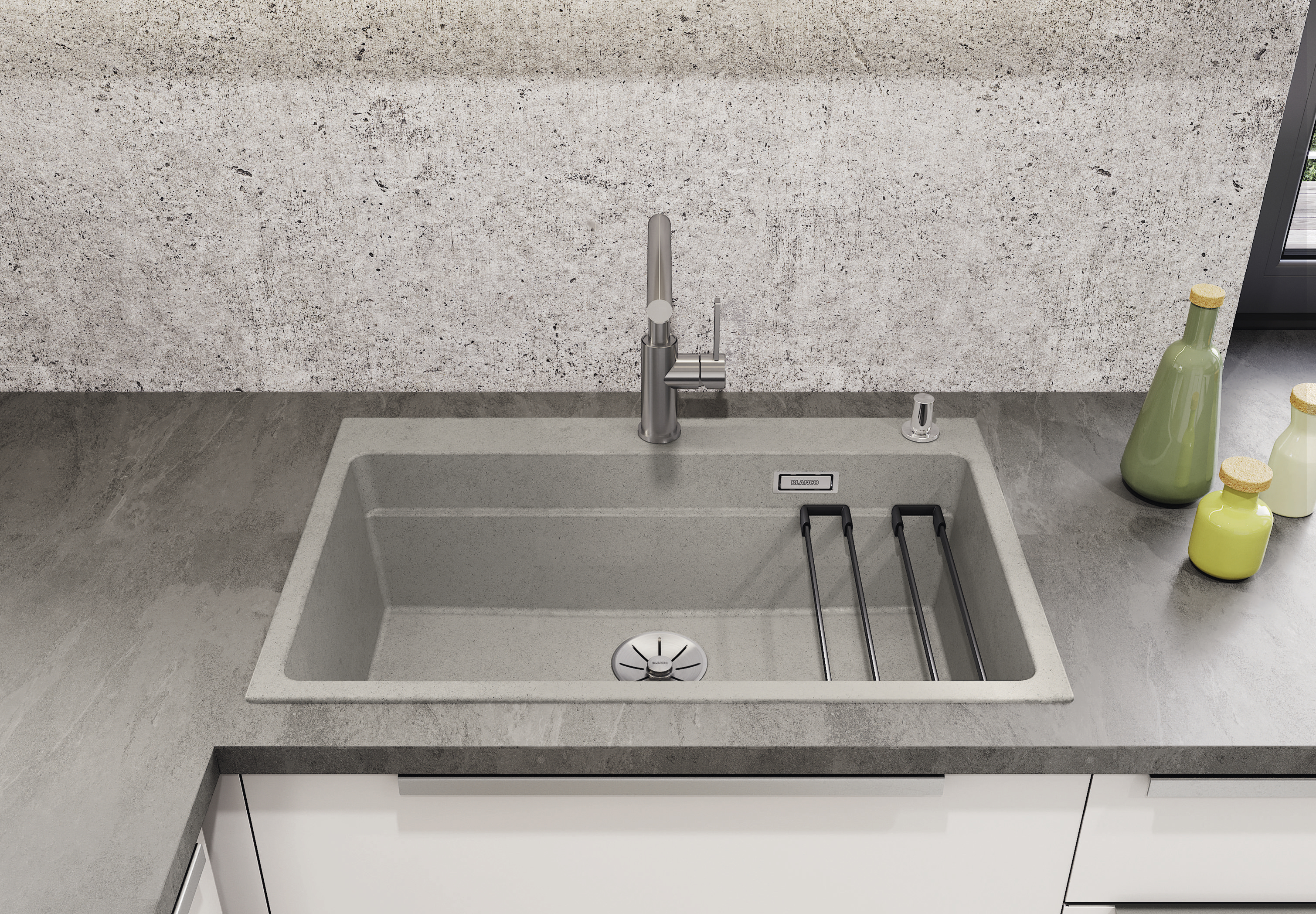 Concrete-Style model a unique piece and the ultimate statement – Blanco Etagon 6 shown here.