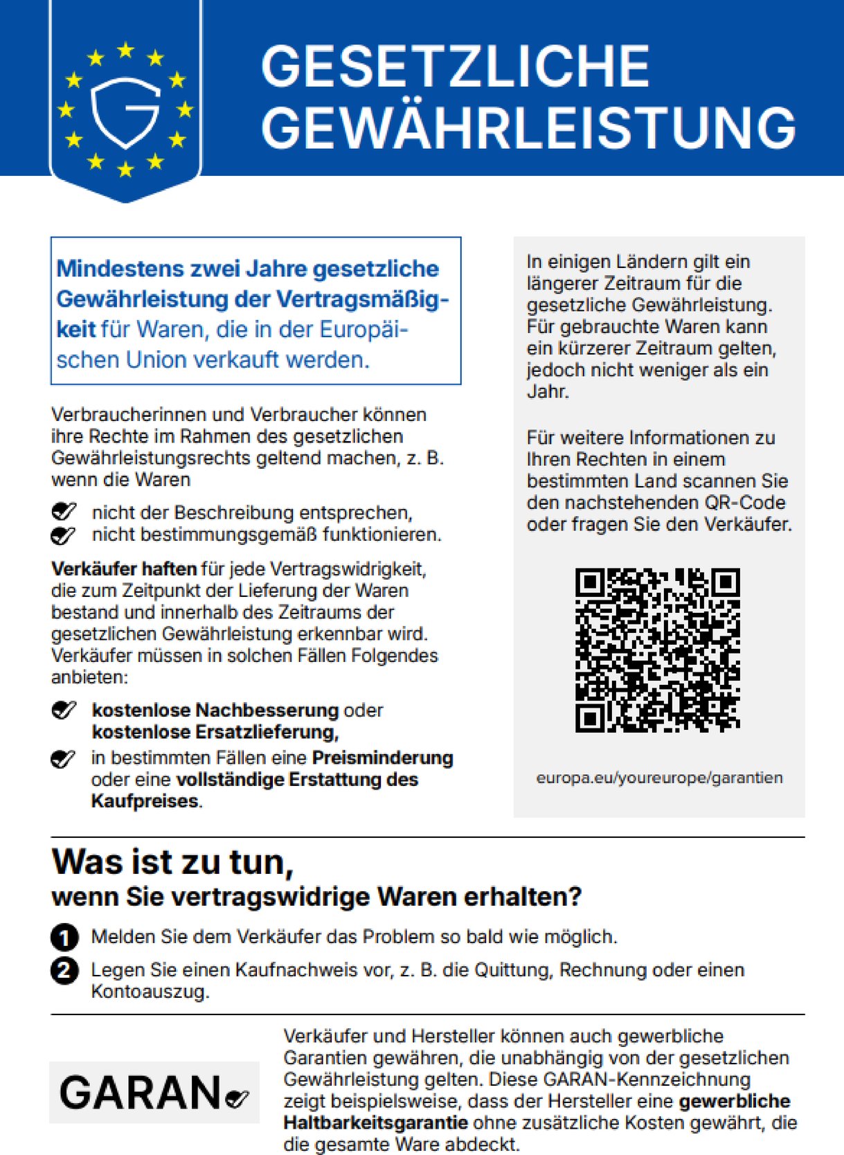 Offizielle EU-Mitteilung zu gesetzlichen Gewährleistungsrechten.