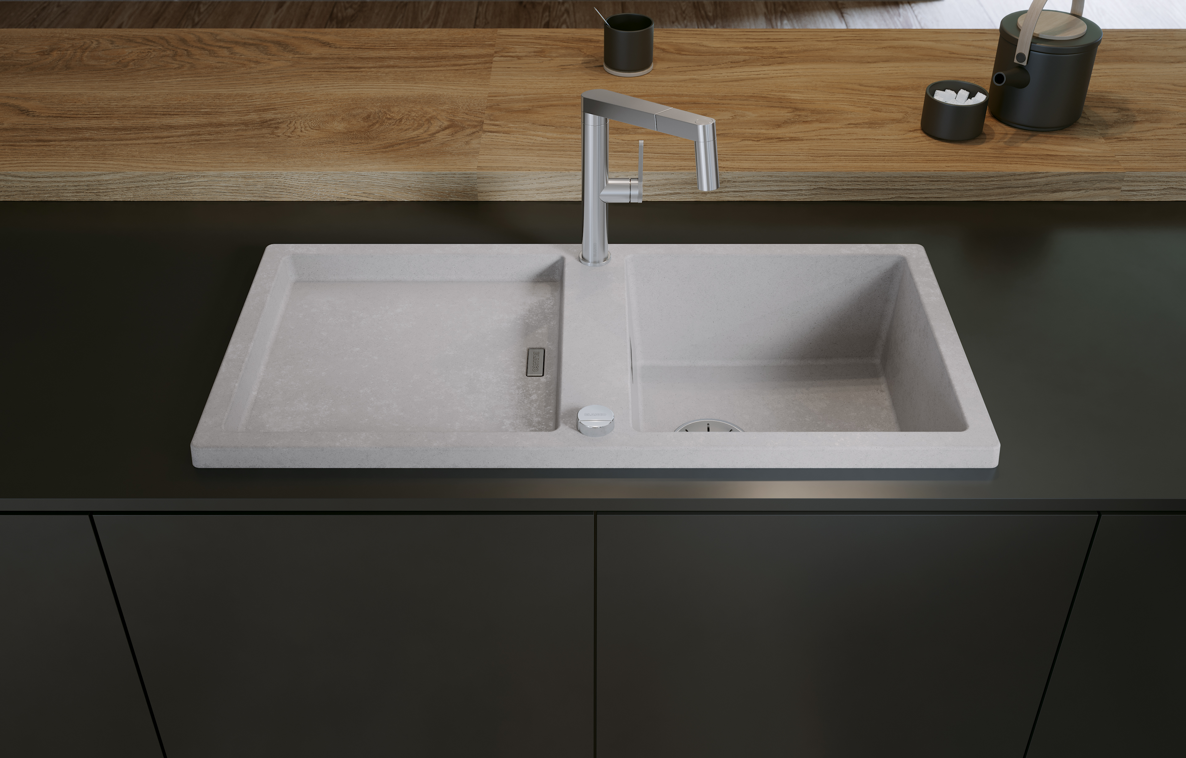 BLANCO ADON XL fügt sich elegant in Küchen mit architektonisch inspiriertem Design ein. 