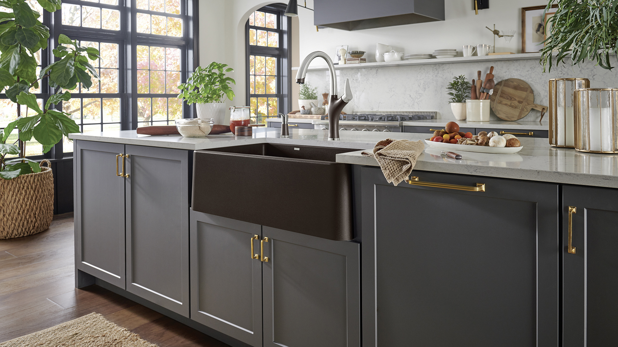 A range of colour options suits a variety of transitional kitchens