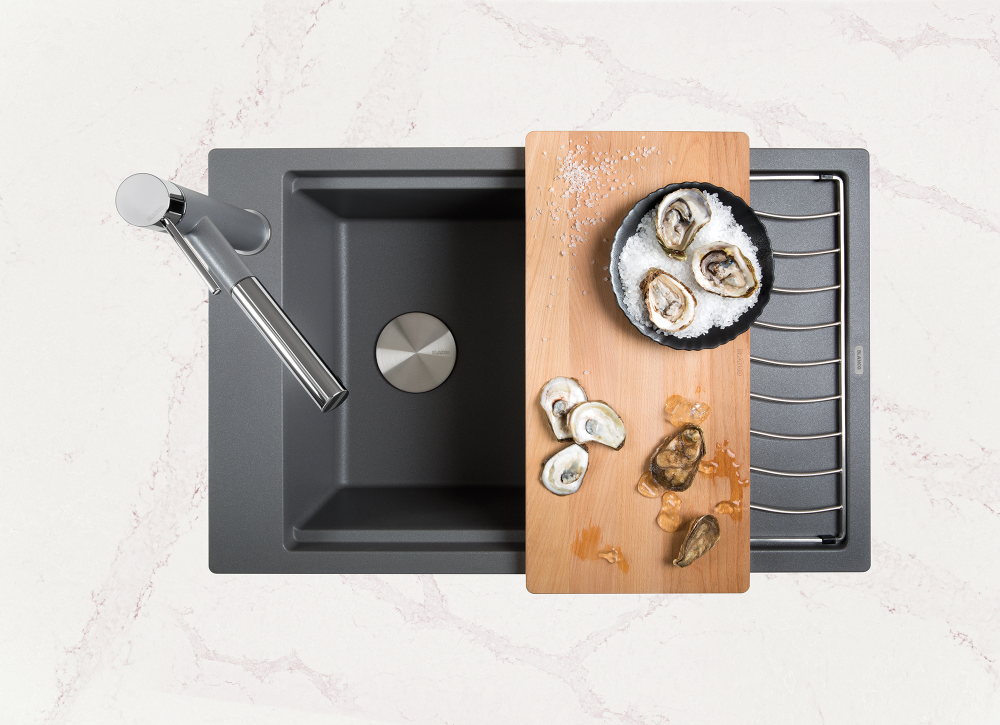 Évier de cuisine Precis SILGRANIT avec planche à découper en frêne