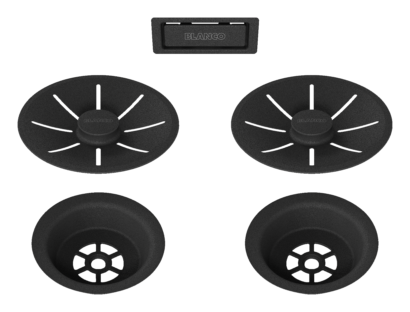 Set: outlet/overflow black, double bowl