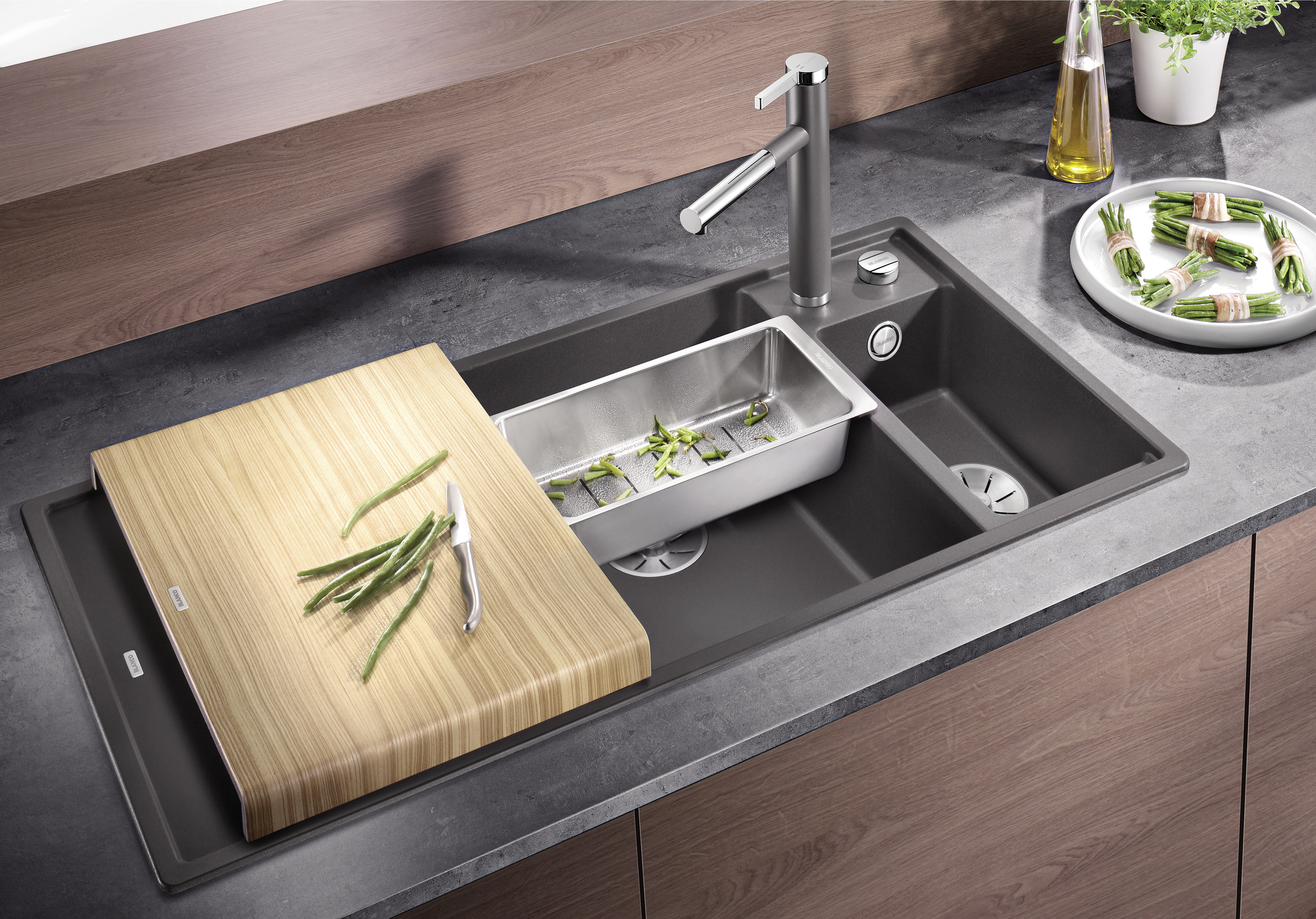 The stainless steel colander makes preparing vegetables a breeze