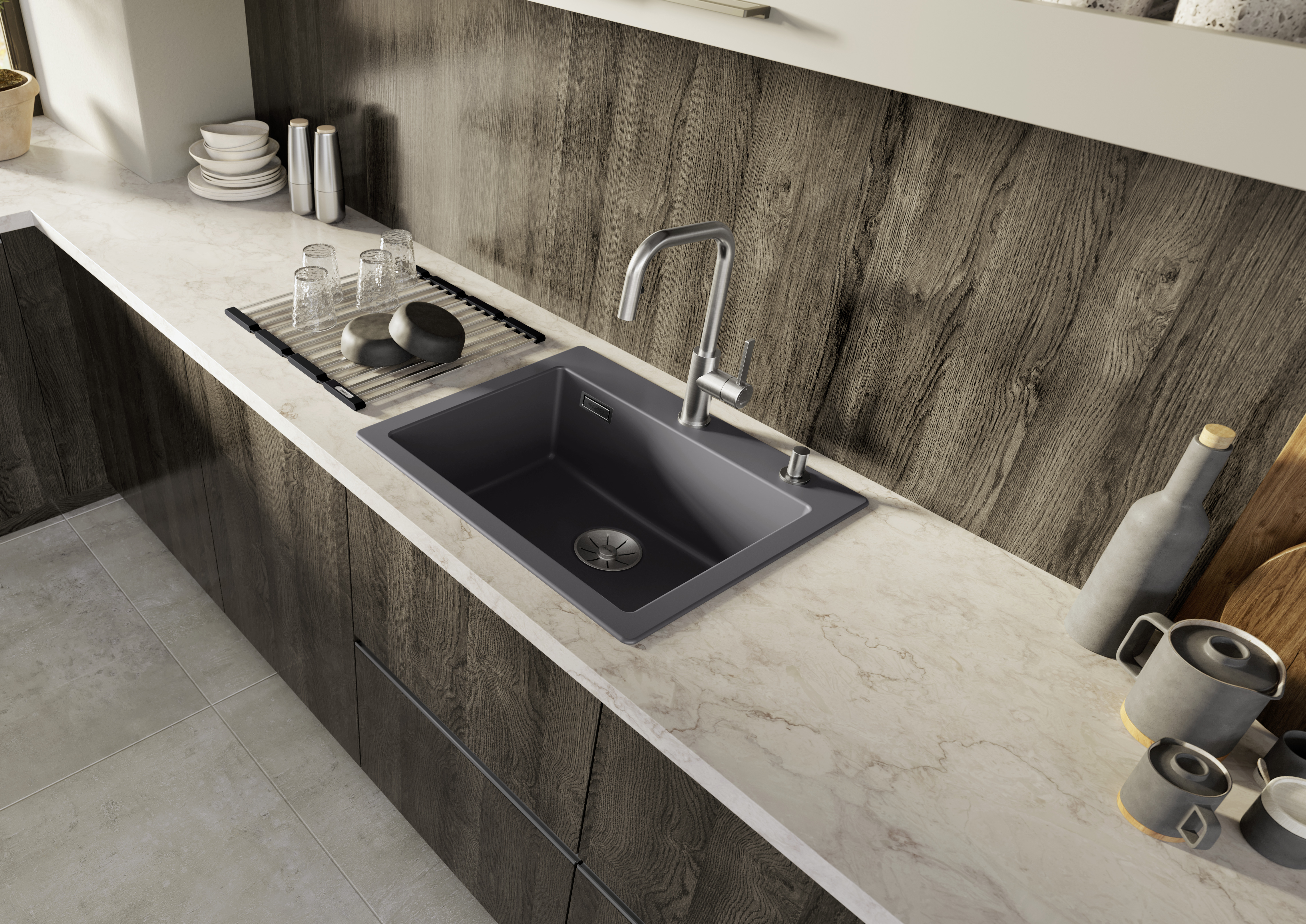classic Ceramic sink with faucet in stainless steel