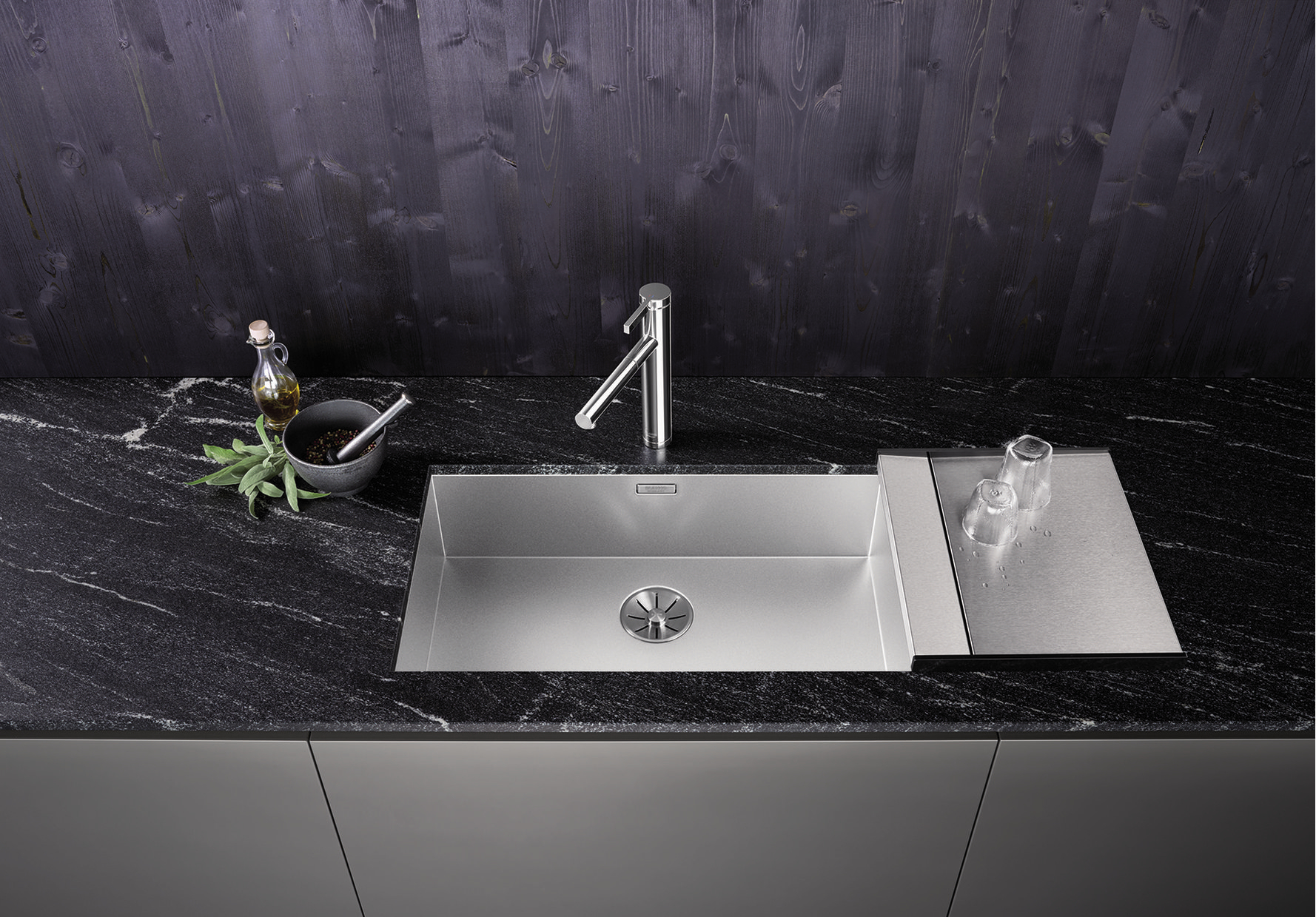 BLANCO ZEROX 700-U Durinox mit anlegbarem Tropf aus Edelstahl