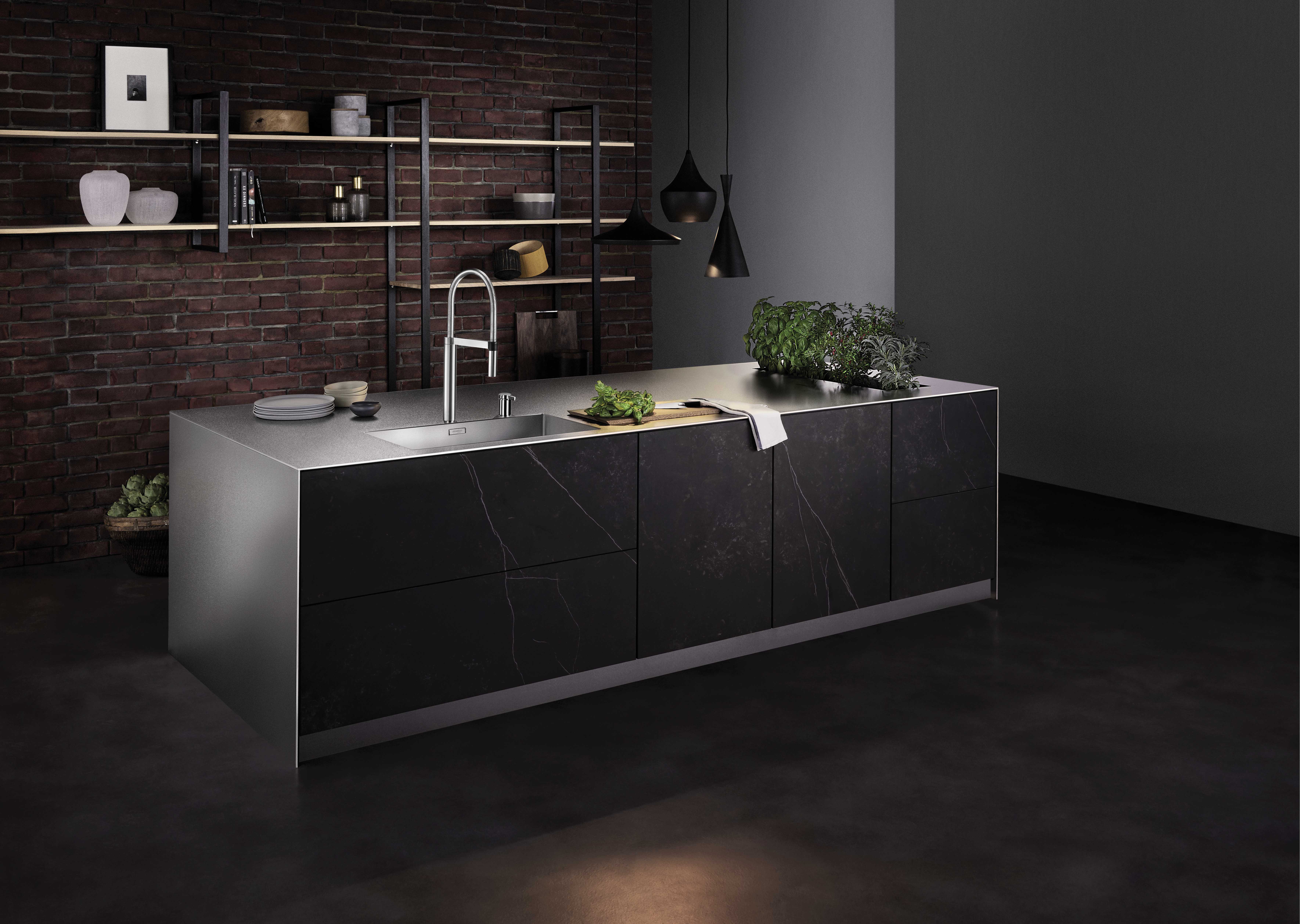 cuisine style urbain, industriel, tendance, évier, robinetterie, accessoire, style, intérieur, déco