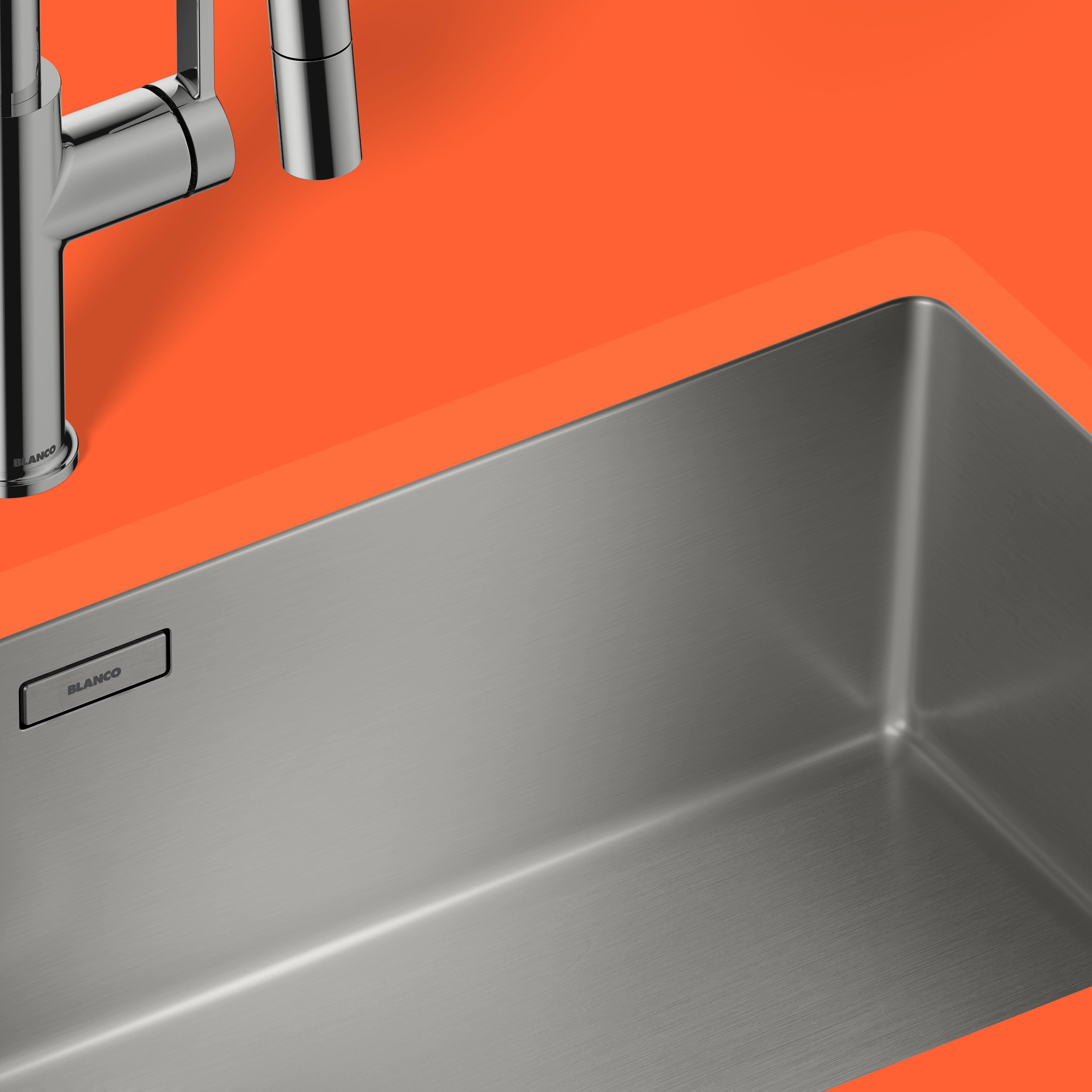 Sink with orange countertop