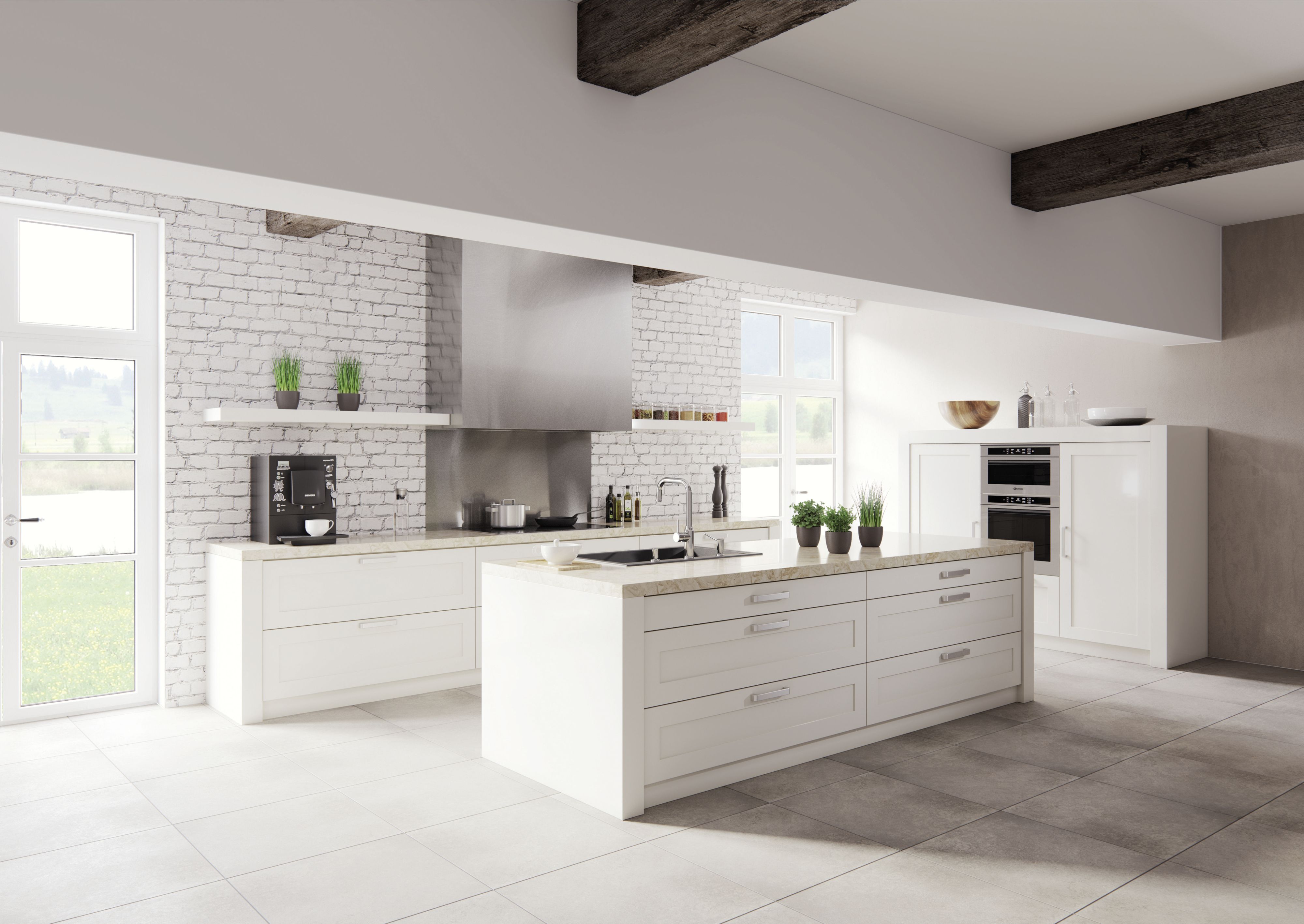 La cuisine en I est impressionnante par ses lignes épurées et son design minimaliste.