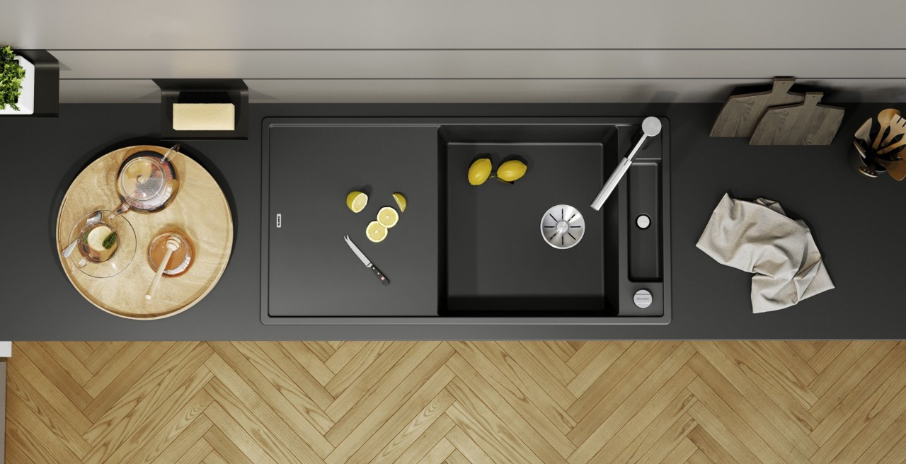 AXIA III XL 6 S en SILGRANIT noir, évier, égouttoir, coloris noir, composite, granit, cuve, cuisine